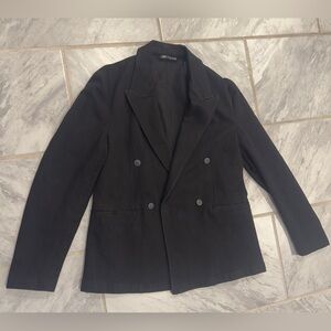 Zara Women’s Black Denim Jacket Blazer Style Size Large